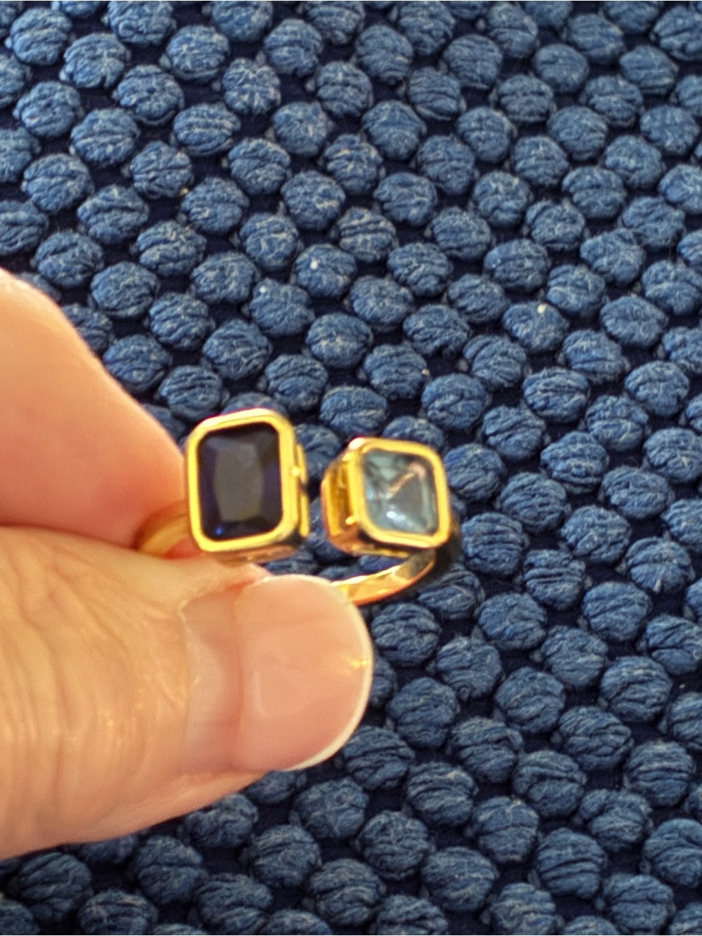 Silpada’sOpen Ring with Navy and Light Blue Stones, sz 8